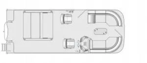 Slide: The Image of Floor plan of 2025 South Bay 200 pontoon boat, featuring seating and helm layout. - 14