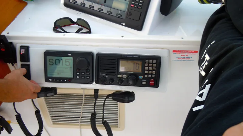 Slide: The Image of Control panel of a 2001 Davis 45 Express boat with navigation equipment. - 8