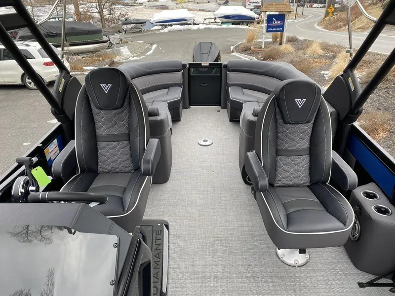 Slide: The Image of 2025 Viaggio D24U boat interior with luxurious seating and modern design. - 9