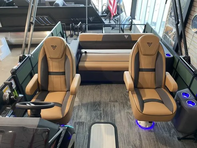 Slide: The Image of Luxurious 2025 Viaggio X22S boat interior with plush seating and modern design. - 13