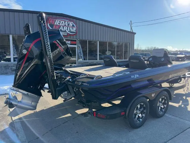 Slide: The Image of 2025 Phoenix 721zxl bass boat at Wieda's Marine dealership. - 2