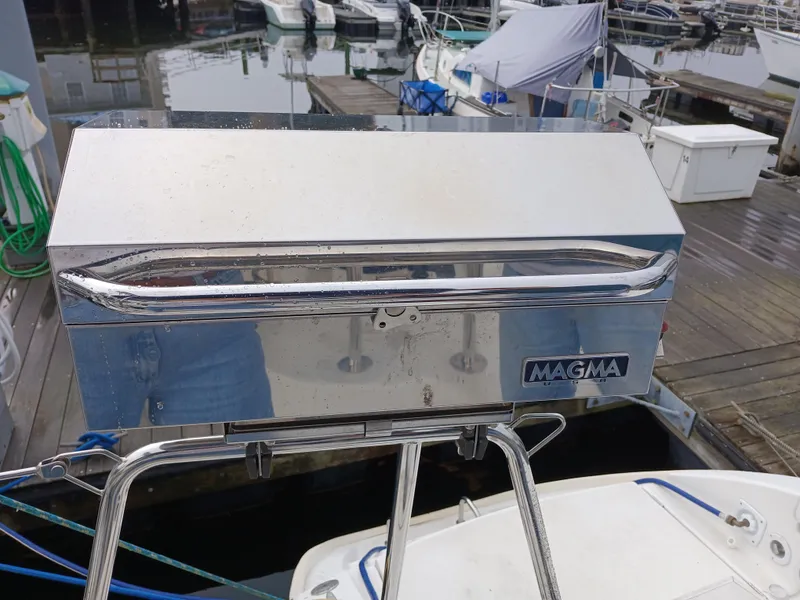 Slide: The Image of Stainless steel Magma grill on Lagoon 380 S2 yacht, docked at marina. - 25