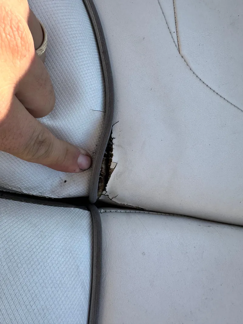 Slide: The Image of Torn upholstery on 2013 Yamaha SX192 boat seat. - 20