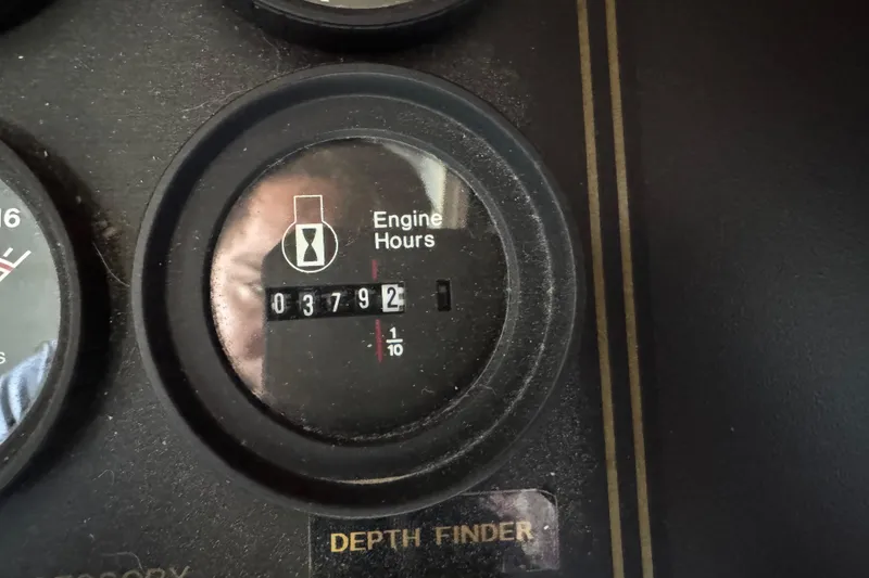 Slide: The Image of Engine hours gauge on 1996 Stardust Cruisers 72x16 houseboat, showing 3792 hours. - 13