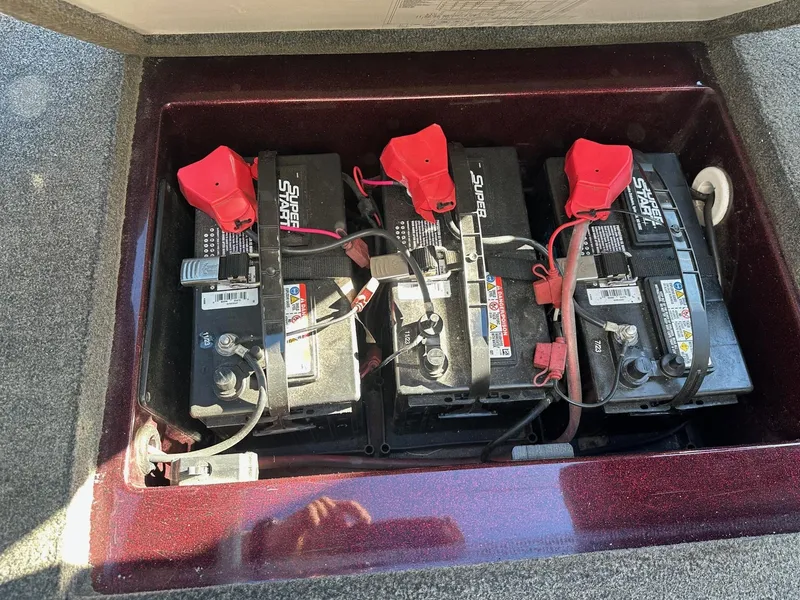 Slide: The Image of Three Super Start batteries in a 2012 Ranger 619VS boat compartment. - 37