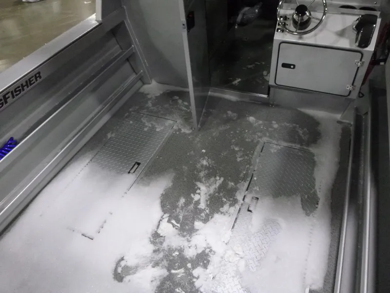 Slide: The Image of Interior of 2025 KingFisher 2425 Escape HT boat with snowy floor. - 18