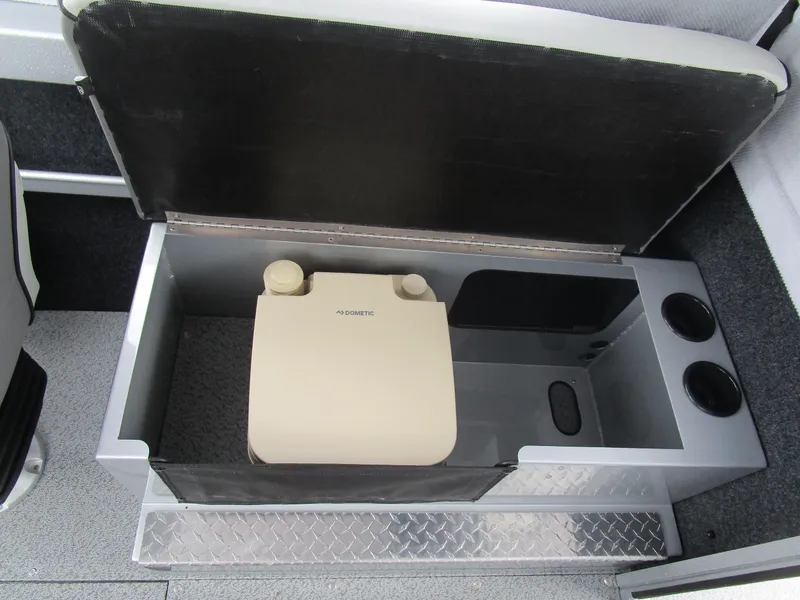 Slide: The Image of Storage compartment with portable toilet in 2025 KingFisher 2425 Escape HT boat. - 45