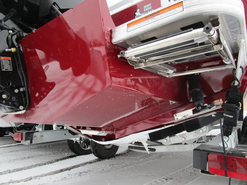Slide: The Image of 2025 KingFisher 2425 Escape HT boat hull and ladder detail in snowy setting. - 48
