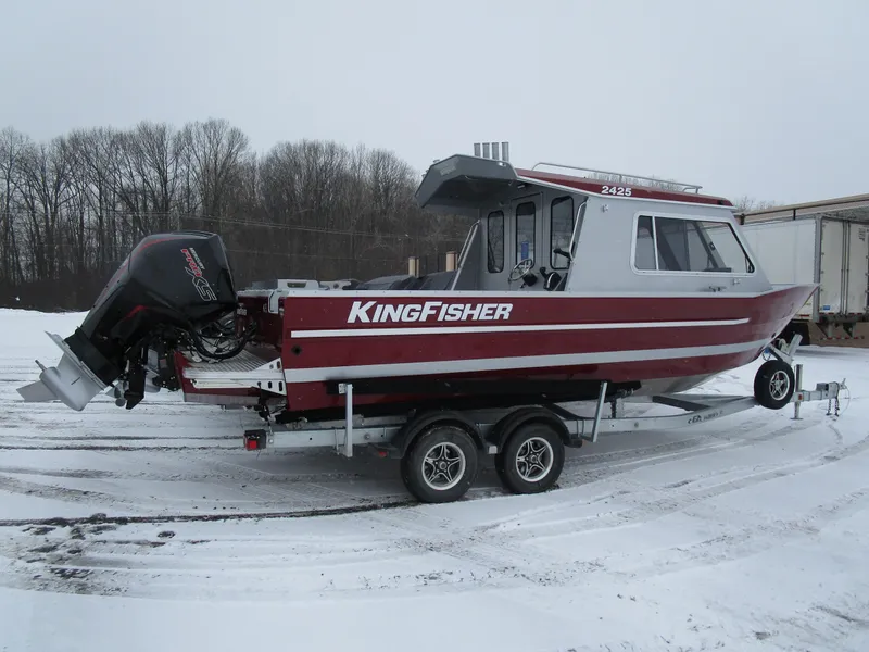 Slide: The Image of 2025 KingFisher 2425 Escape HT boat on trailer in snowy landscape. - 50