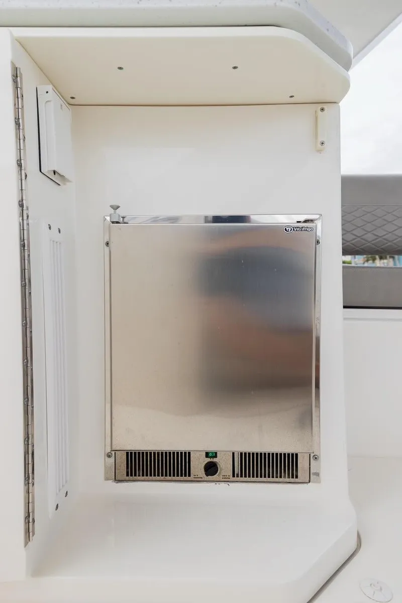 Slide: The Image of 2017 Sea Ray 59 Flybridge yacht stainless steel appliance detail. - 14