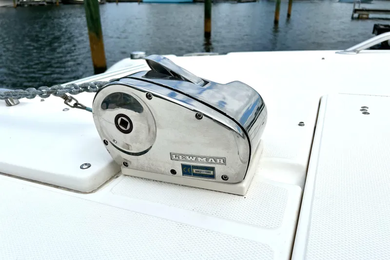 Slide: The Image of Lewmar windlass on 2008 World Cat 330 TE boat deck by the water. - 17