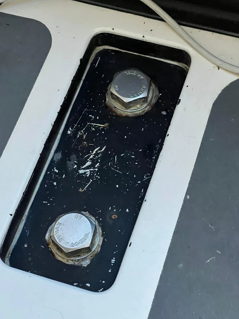 Slide: The Image of Close-up of bolts on a 2016 Offshore Racing Van Munster Boats Fred Barrett 35. - 56