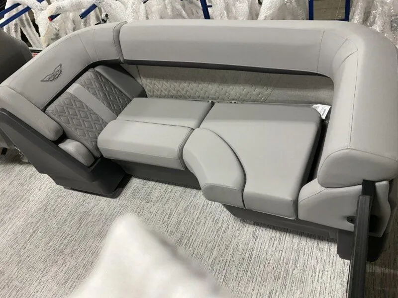 Slide: The Image of 2025 Bennington M Quad Bench 22 MFB with luxurious gray upholstery and modern design. - 11