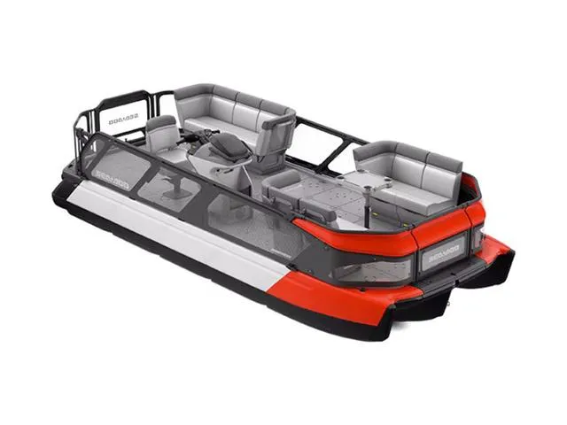 Slide: The Image of 2025 Sea-Doo Switch™ 19 pontoon boat, 170 Hp, galvanized, sleek design. - 1