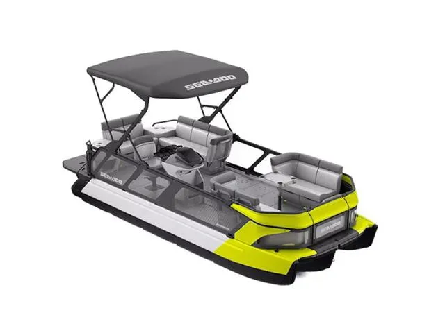 Slide: The Image of 2025 Sea-Doo Switch™ Cruise 21 boat, 170 Hp, galvanized, with canopy and seating. - 1