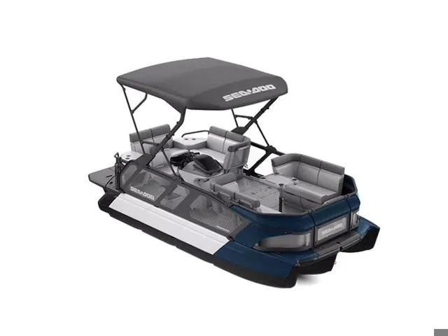 Slide: The Image of 2025 Sea-Doo Switch™ Cruise 18, 230 Hp Galvanized pontoon boat with canopy. - 1