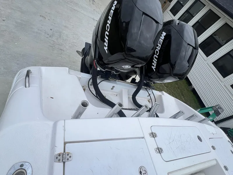 Slide: The Image of 2001 Donzi 32 ZF Open boat with twin Mercury outboard engines. - 42