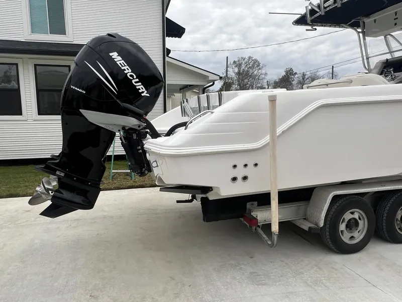Slide: The Image of 2001 Donzi 32 ZF Open boat on trailer with Mercury outboard motor. - 6