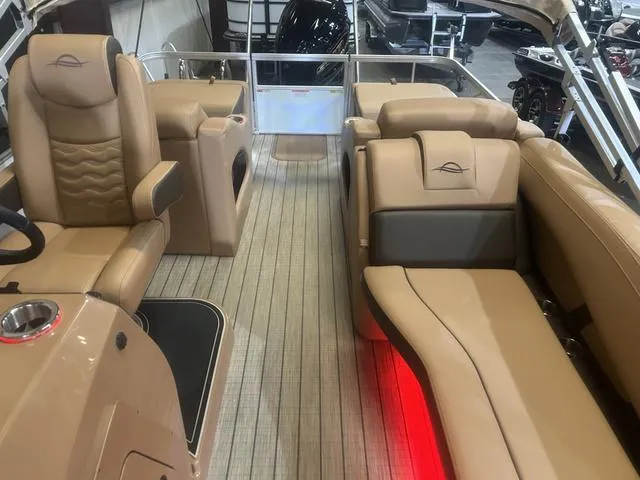 Slide: The Image of Luxurious interior of 2025 SunCatcher Fusion Series 324SS pontoon boat with Yamaha 250 "SHO". - 10