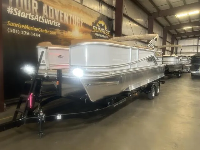 Slide: The Image of 2025 SunCatcher Fusion Series 324SS with Yamaha 250 "SHO" displayed at Sunrise Marine Center. - 2