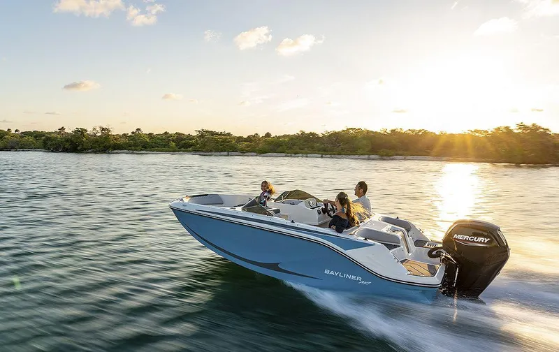 The Image of 2025 Bayliner M17 boat cruising on a sunny lake. - 1