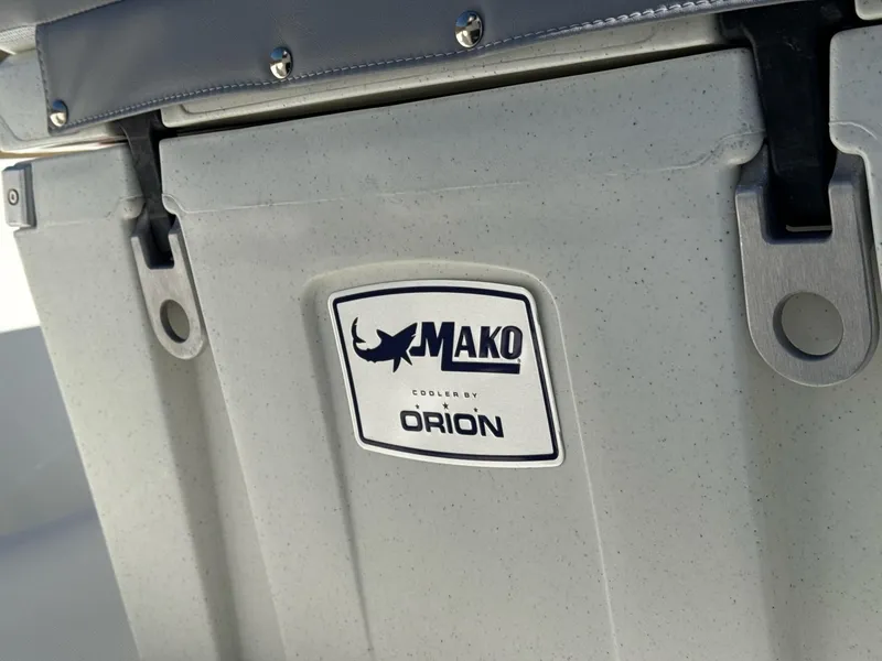 Slide: The Image of 2025 Mako Pro Skiff 17 CC cooler by Orion, close-up view. - 9