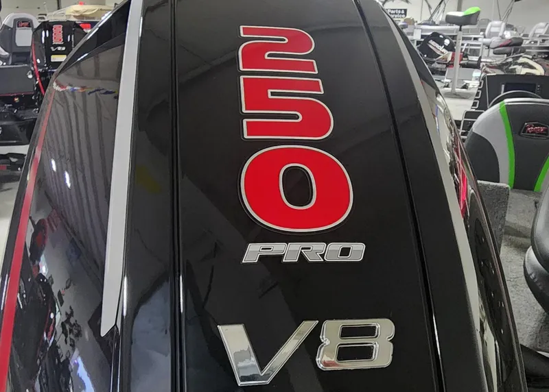 Slide: The Image of Ranger ALPHA 208 2025 V8 engine with 250 Pro branding in showroom. - 12