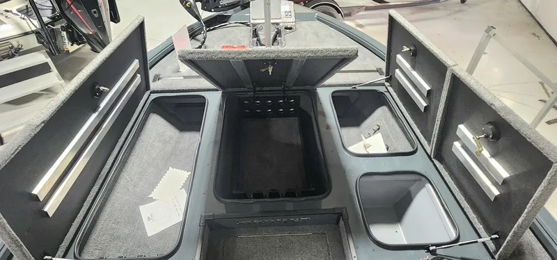 Slide: The Image of Interior view of 2025 Ranger ALPHA 208 boat storage compartments. - 4