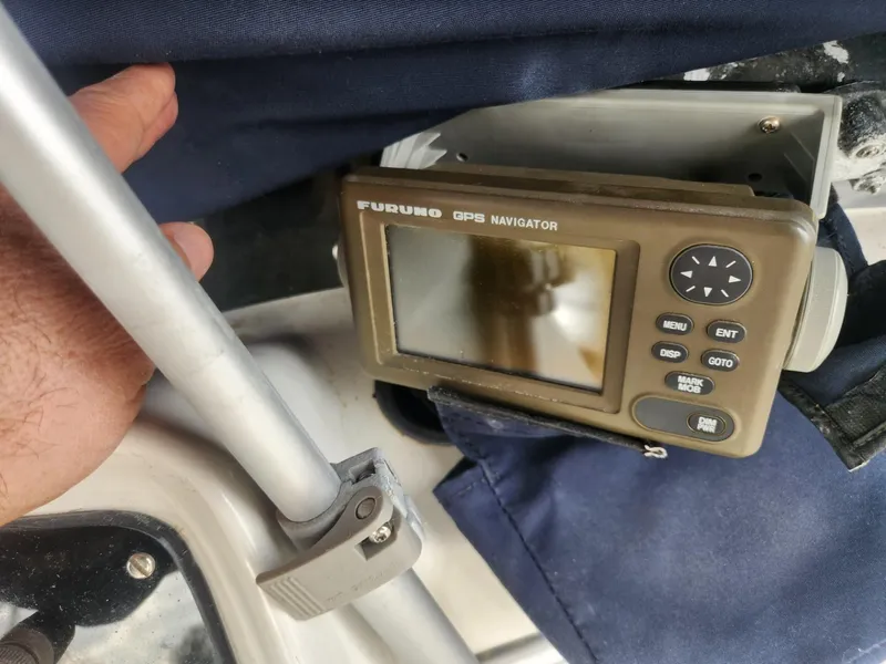 Slide: The Image of Furuno GPS navigator on 1981 Mainship 34 Trawler, close-up view. - 20