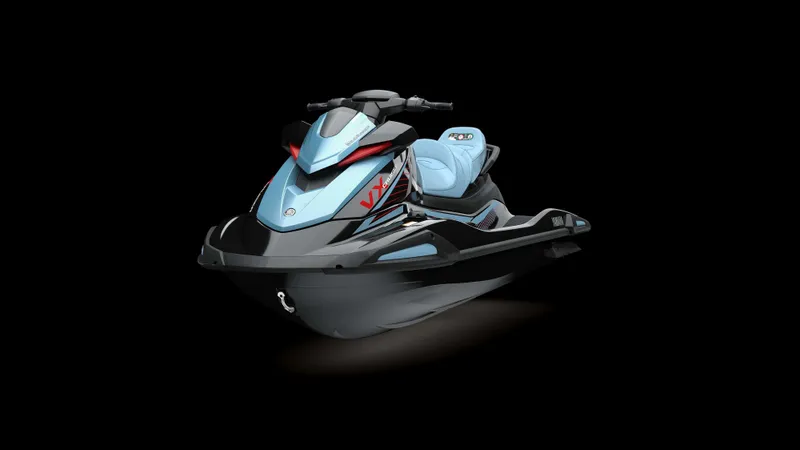 Slide: The Image of 2025 Waverunner VX Cruiser A jet ski, sleek design, black background. - 2