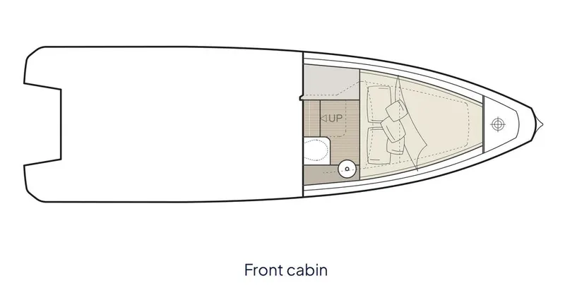 Slide: The Image of Floor plan of 2024 Saxdor 270 GTO front cabin layout. - 18