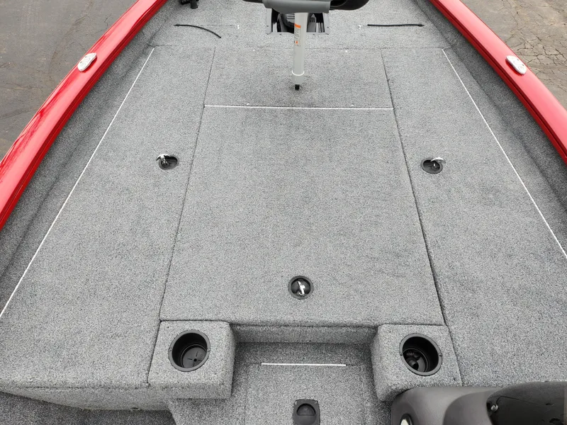 Slide: The Image of 2019 Tracker Pro Team 190 TX Tournament Edition boat deck with gray carpeting. - 13