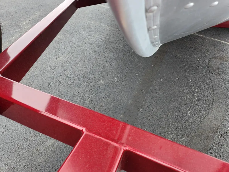 Slide: The Image of Red trailer frame with a boat hull, 2019 Lund 1600 Fury Tiller. - 8