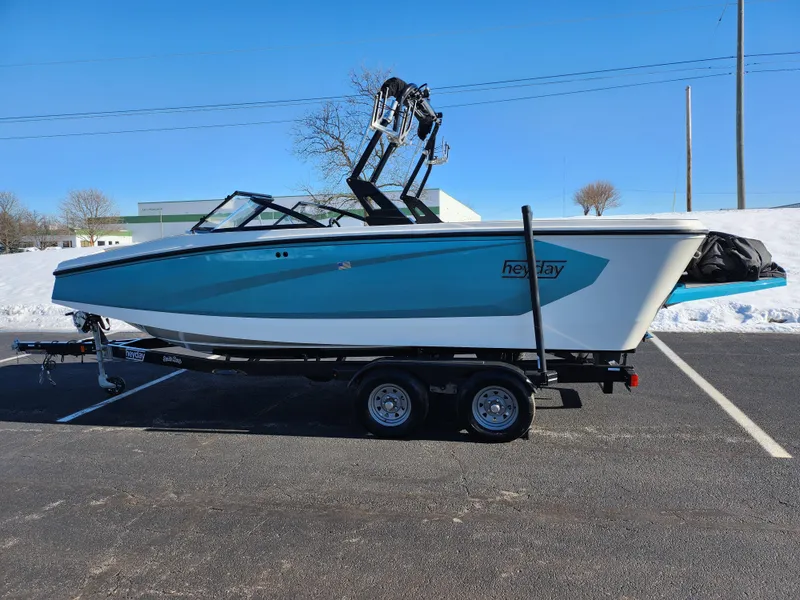 Slide: The Image of 2019 Heyday WT-2DC boat on trailer, parked in snowy lot. - 4