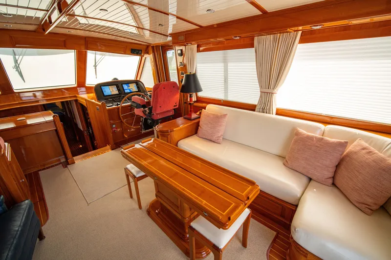 Slide: The Image of Luxurious interior of 2004 Grand Banks 58 Eastbay FB yacht with elegant wood finishes. - 15