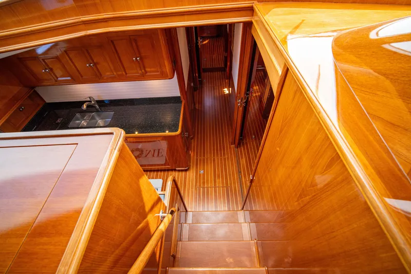 Slide: The Image of Luxurious wooden interior of 2004 Grand Banks 58 Eastbay FB yacht. - 34