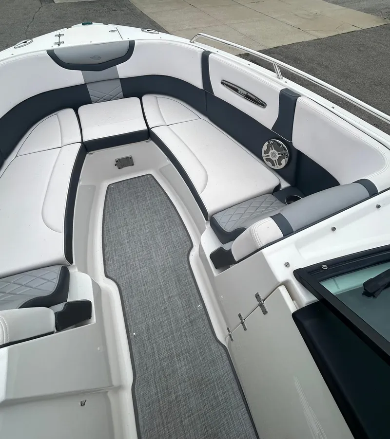 Slide: The Image of 2019 Chaparral 277 SSX boat interior with sleek seating and modern design. - 26