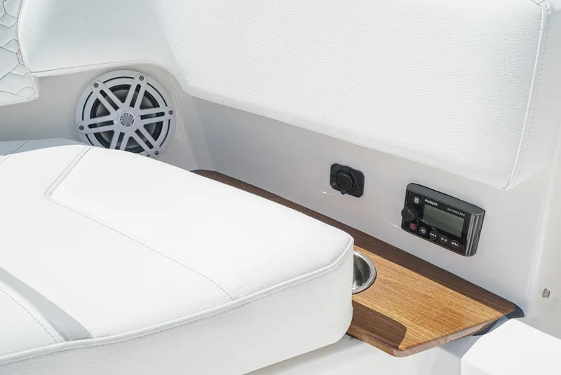 Slide: The Image of 2024 Tiara Yachts 38 LS interior detail with speaker and control panel. - 18