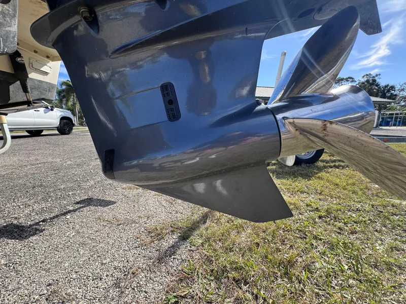 Slide: The Image of Close-up of a 2005 Parker 2520 Deep Vee Sport Cabin boat propeller. - 13