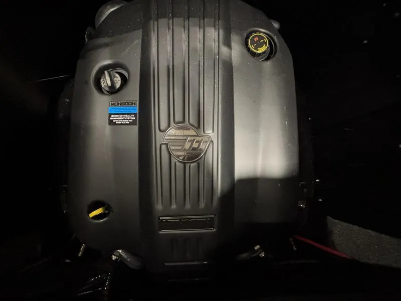 Slide: The Image of 2025 Malibu 23 LSV engine, close-up view, showcasing design and components. - 2