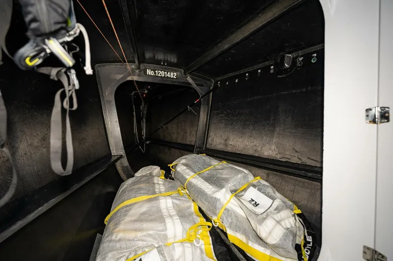 Slide: The Image of Interior of 2007 McConaghy Reichel/Pugh yacht with stored sails and equipment. - 17