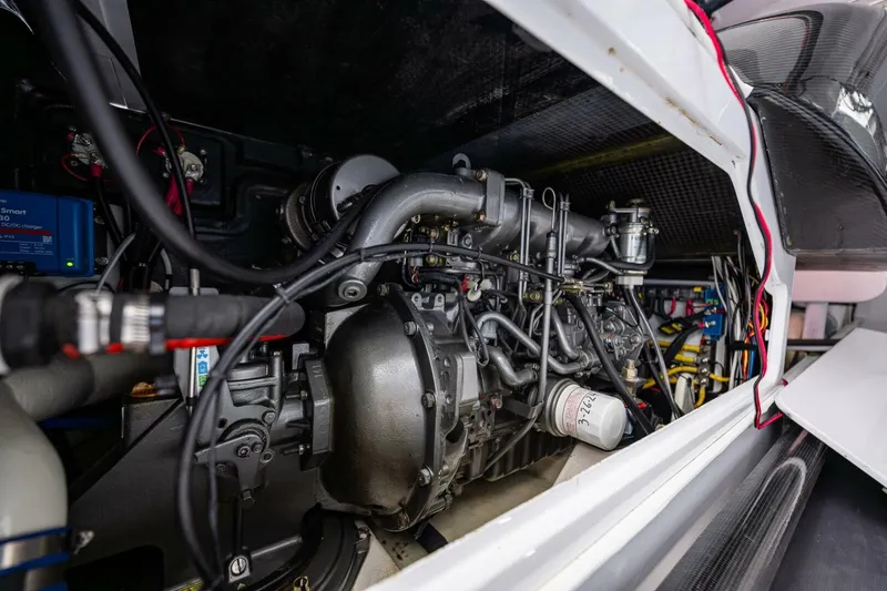 Slide: The Image of Engine compartment of a 2007 McConaghy Reichel/Pugh yacht, showcasing intricate mechanical components. - 27