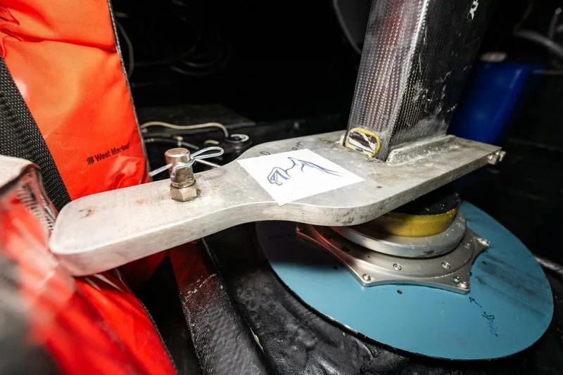 Slide: The Image of Close-up of McConaghy Reichel/Pugh 2007 yacht component with metal and carbon fiber elements. - 35