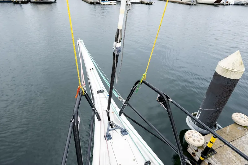 Slide: The Image of Bow of 2007 McConaghy Reichel/Pugh sailboat docked at marina. - 36