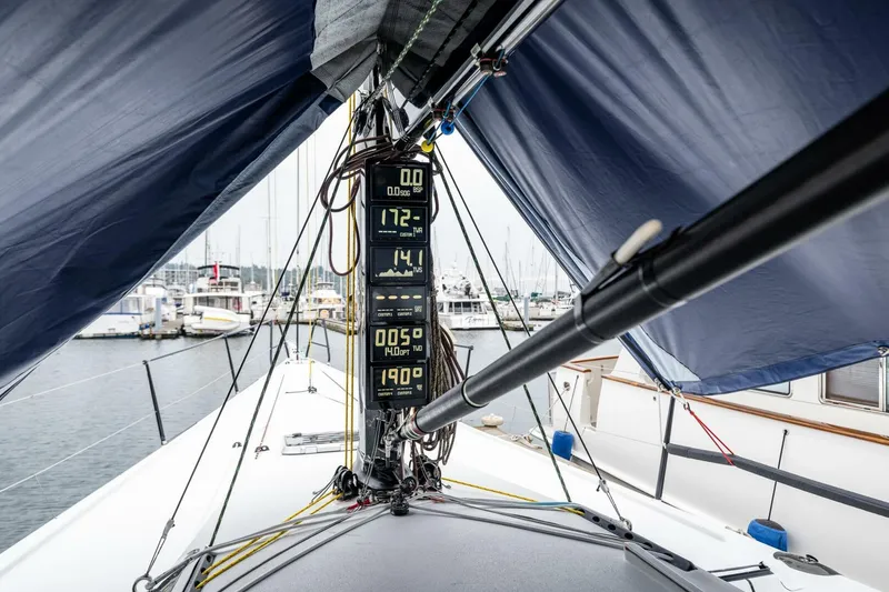 Slide: The Image of Sailing yacht cockpit with digital displays, McConaghy Reichel/Pugh 2007 model, docked at marina. - 37