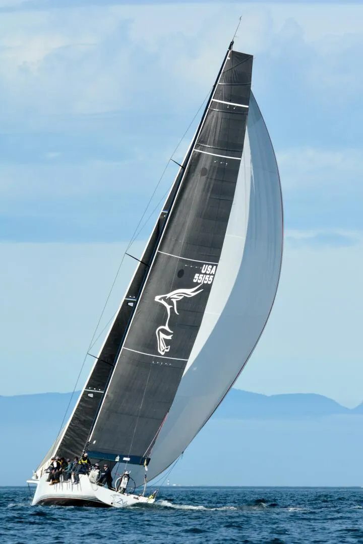 Slide: The Image of Sailing yacht McConaghy Reichel/Pugh 2007 on open water with full sails. - 49