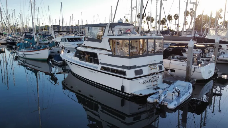 Slide: The Image of 1991 Lien Hwa McKinna 42 Aft Cabin yacht docked in a marina. - 20
