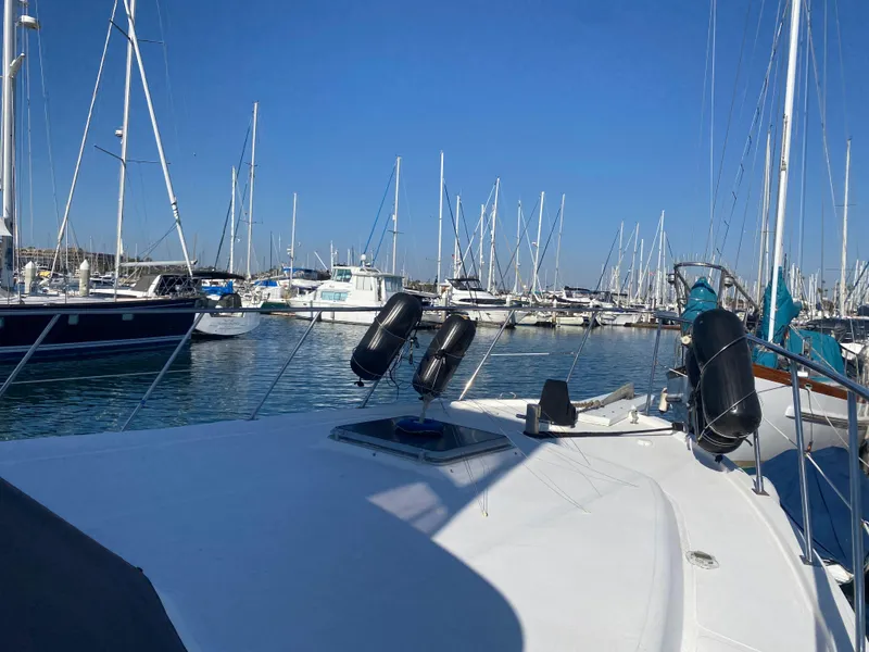 Slide: The Image of 1991 Lien Hwa McKinna 42 Aft Cabin yacht docked in a marina. - 25