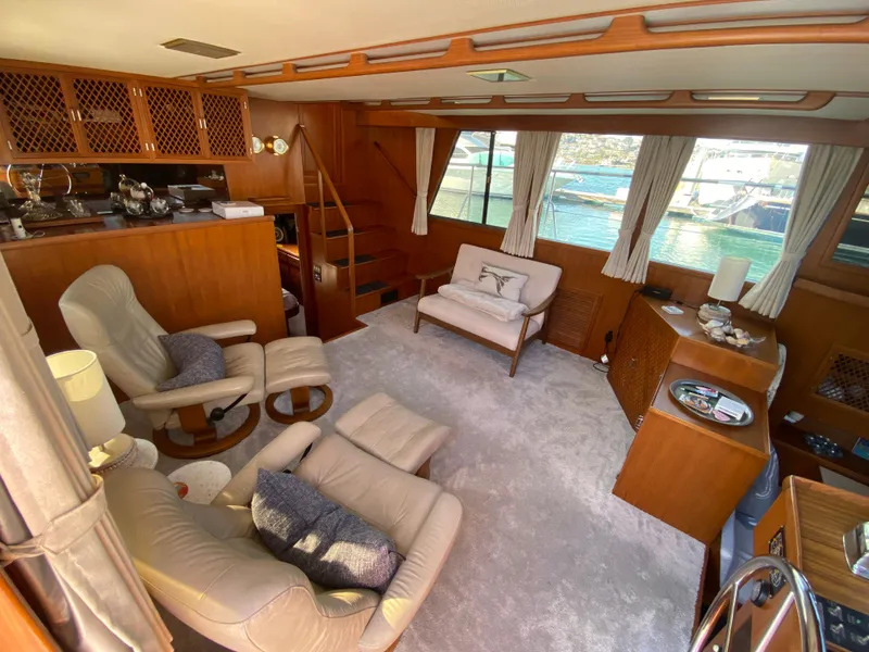 Slide: The Image of Luxurious interior of 1991 Lien Hwa McKinna 42 Aft Cabin yacht with plush seating. - 27