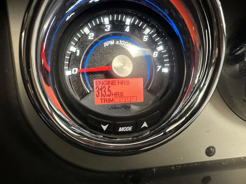 Slide: The Image of Close-up of 2015 Sea Ray 350 Sundancer tachometer showing 313.5 engine hours. - 9